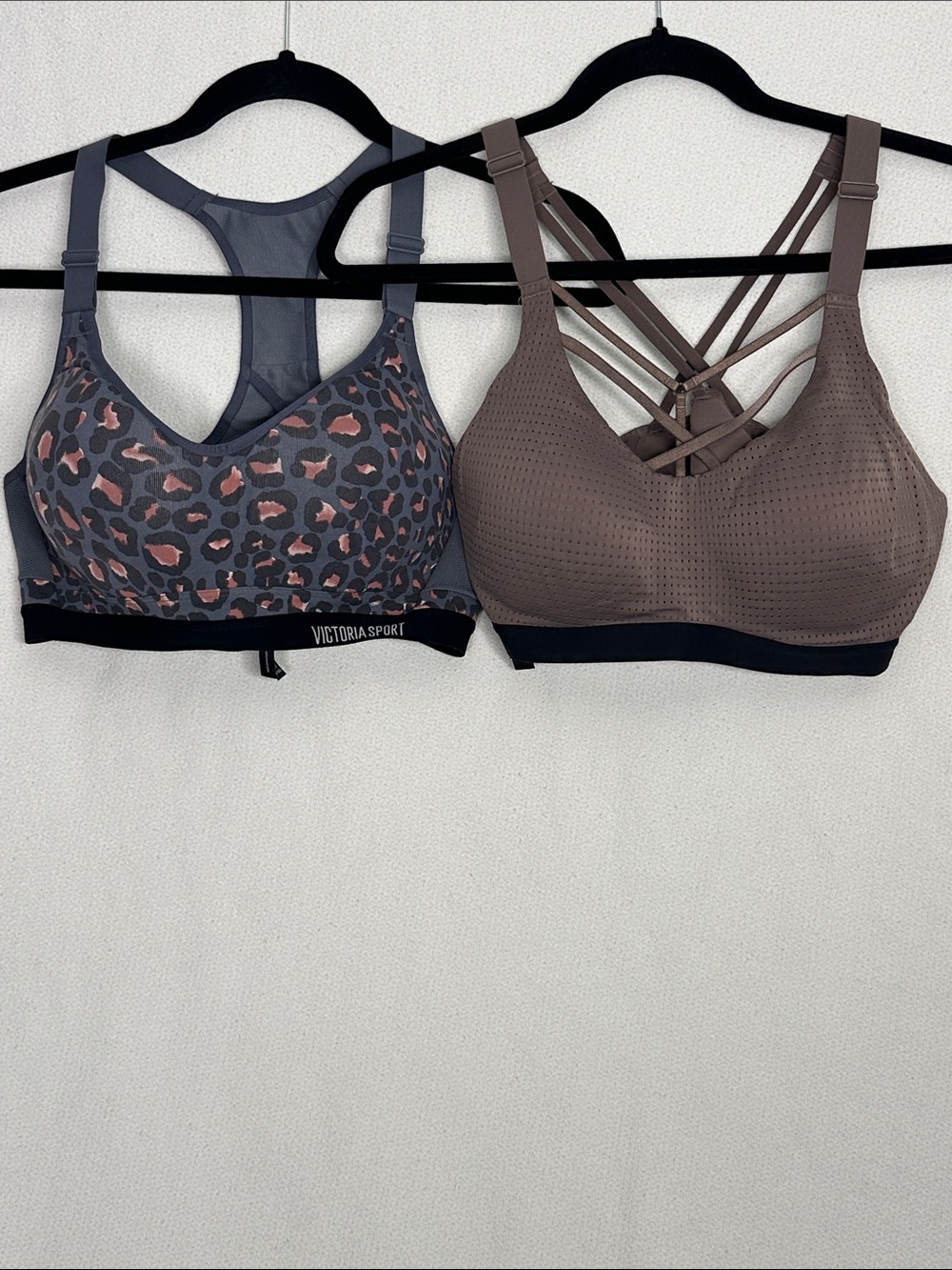 Victoria's Secret Sports Bras — Gray Leopard & Taupe Strappy